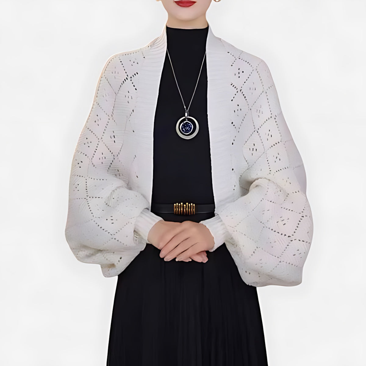 Batwing Sleeve Open Front Knit Cardigan for women, view 3