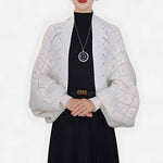 Batwing Sleeve Open Front Knit Cardigan for women, view 3