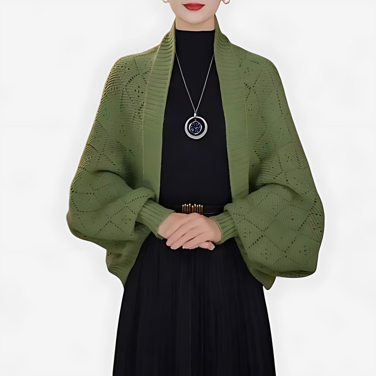 Batwing Sleeve Open Front Knit Cardigan for women, view 4