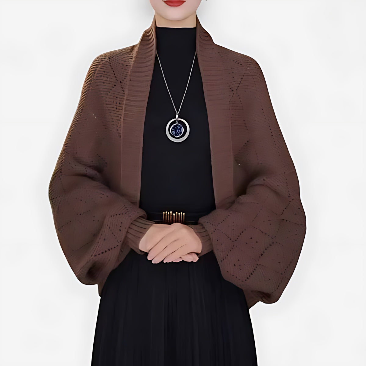 Batwing Sleeve Open Front Knit Cardigan for women, view 5