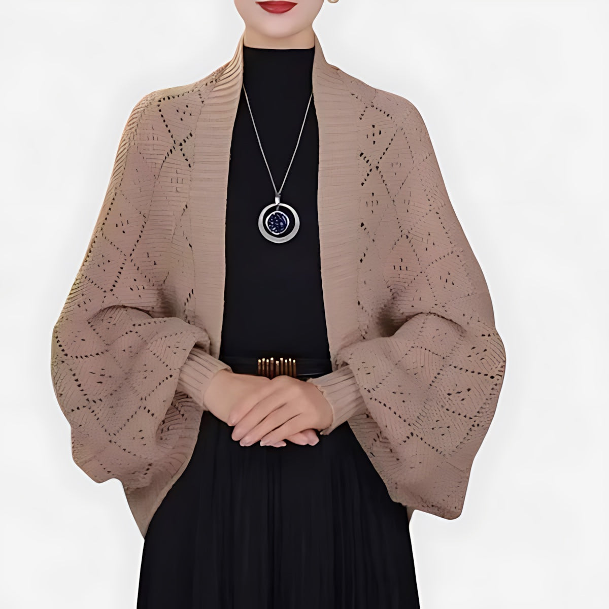 Batwing Sleeve Open Front Knit Cardigan for women, view 6
