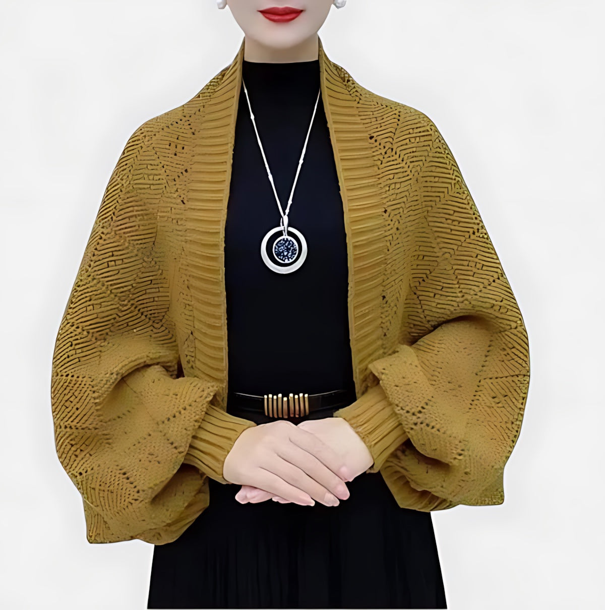 Batwing Sleeve Open Front Knit Cardigan for women, view 7