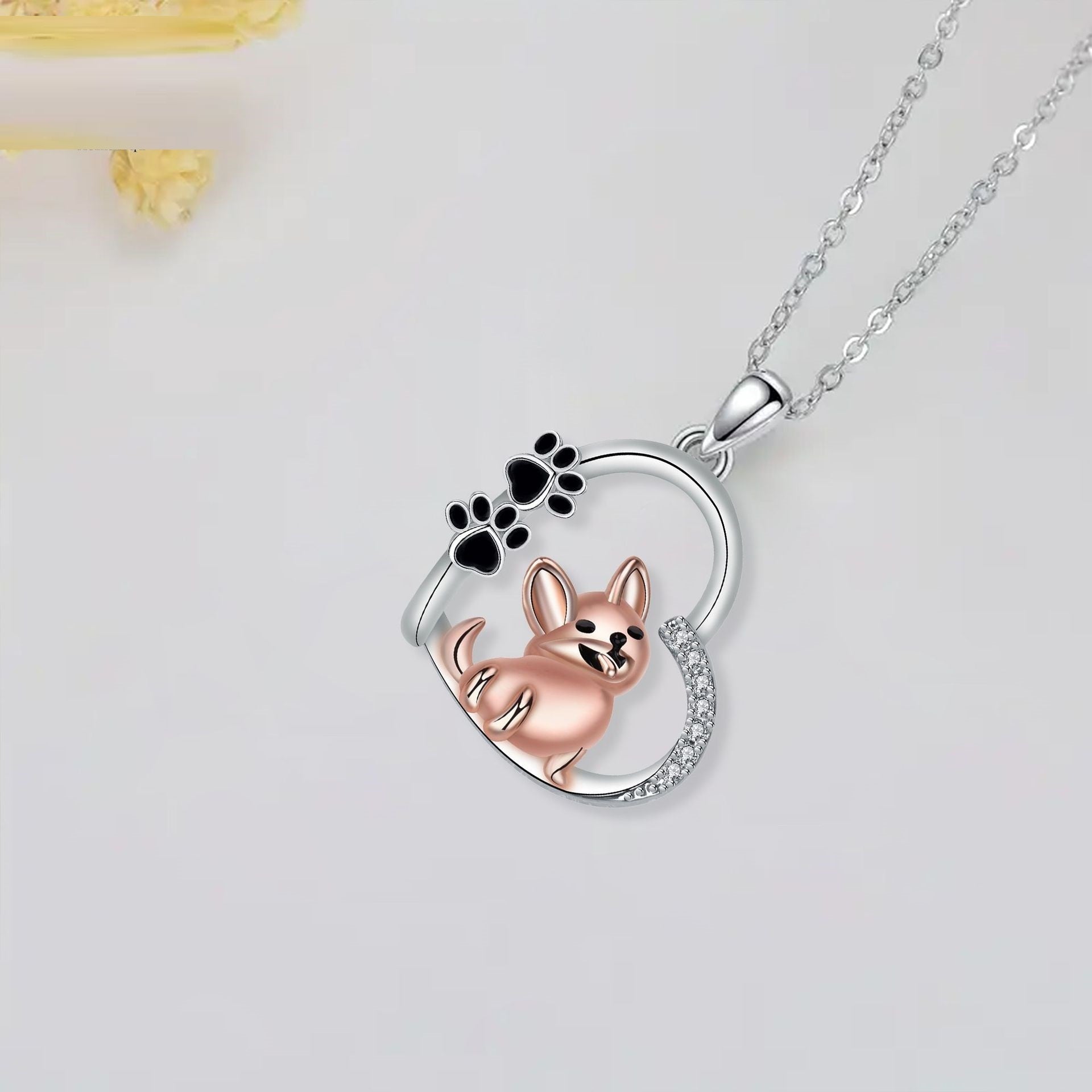 Heart-Shaped Dog Pendant Necklace