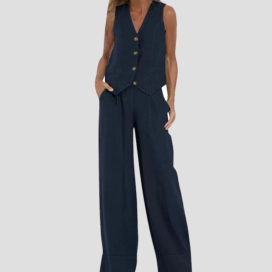 Aira - Buttoned Gilet & Wide Trousers