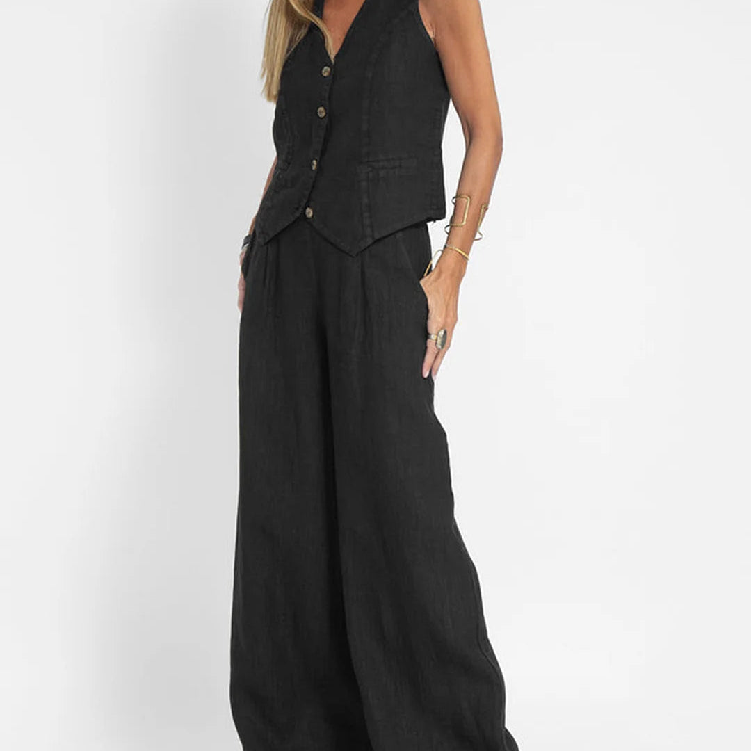 Aira - Buttoned Gilet & Wide Trousers