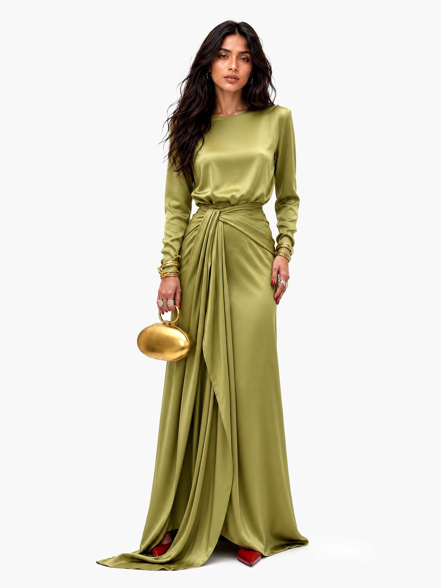Verity draped satin maxi dress