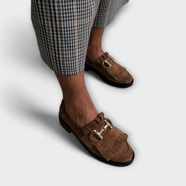 Fleur™ | Brown Round-Toe Loafers