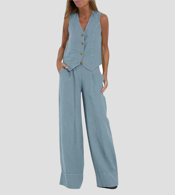 Aira - Buttoned Gilet & Wide Trousers