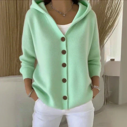 Patricia women's hooded button cardigan
