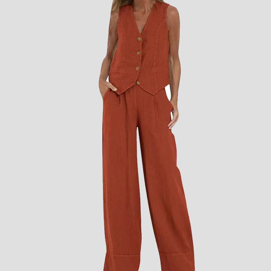 Aira - Buttoned Gilet & Wide Trousers
