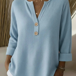 Yvonne women's textured henley button top