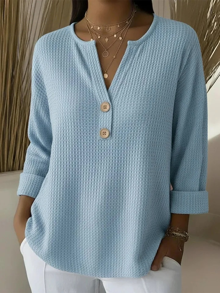 Yvonne women's textured henley button top