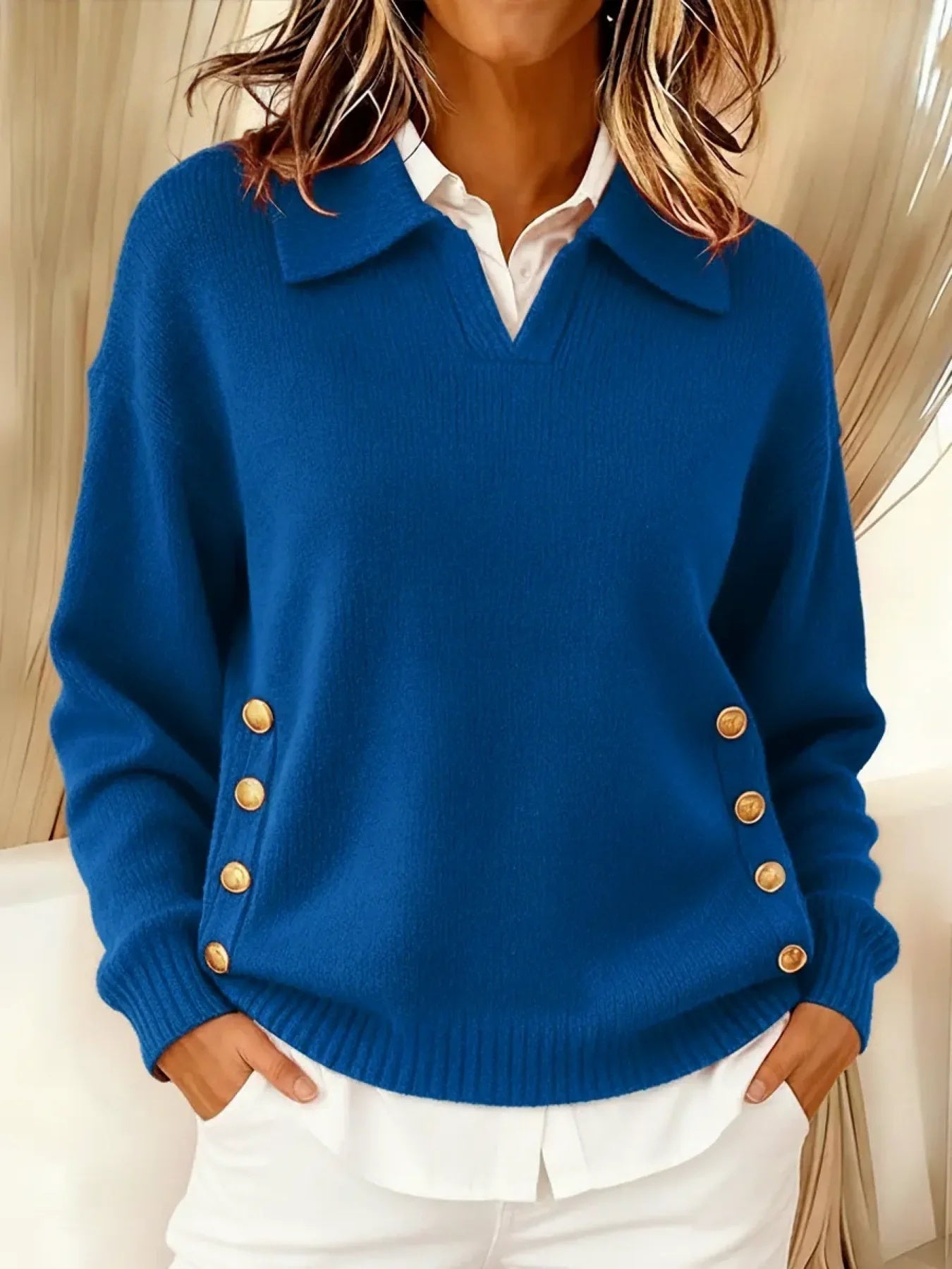 Tabitha polo-collar button jumper