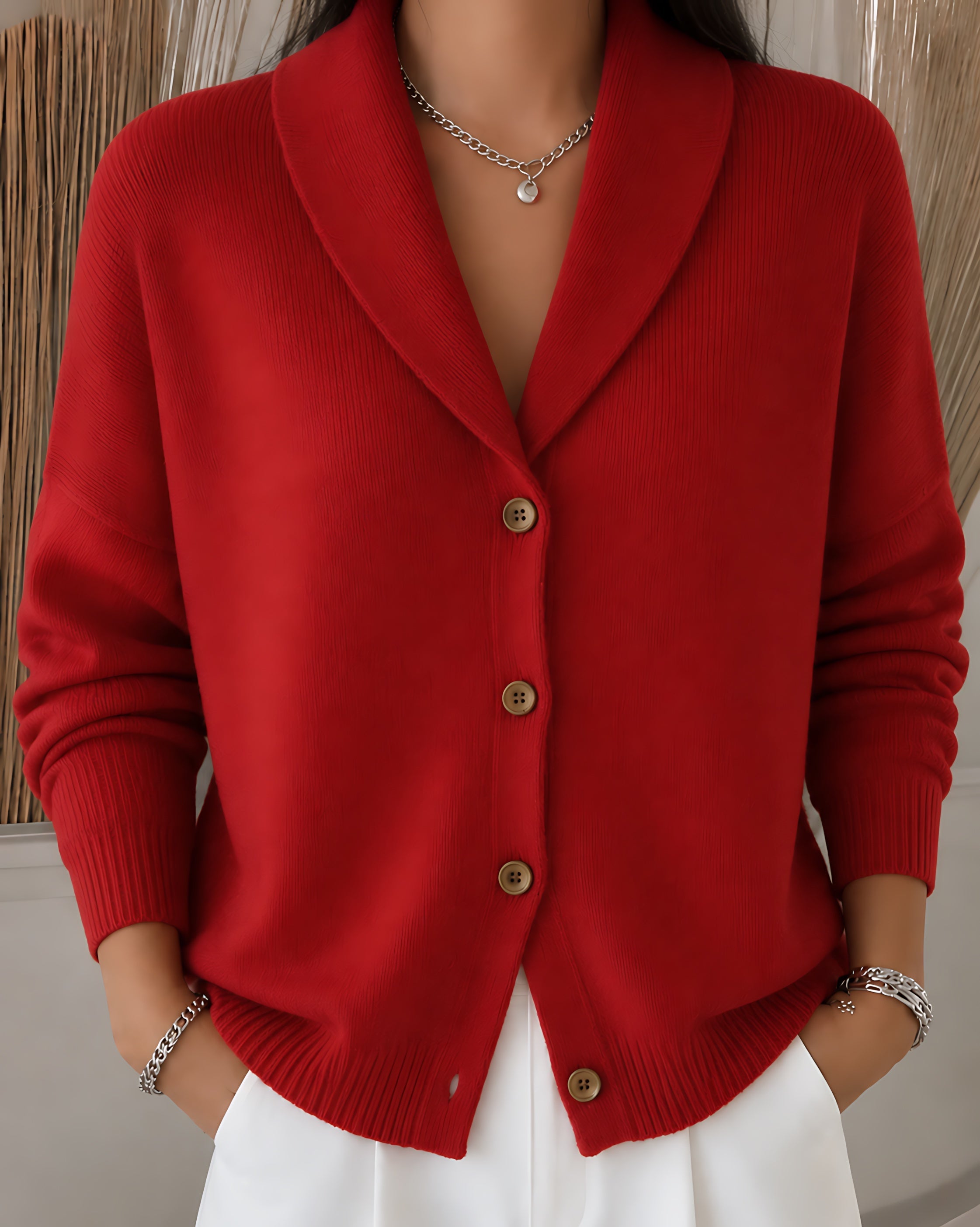 Shawl Collar Button Up Knit Cardigan for women, view 2
