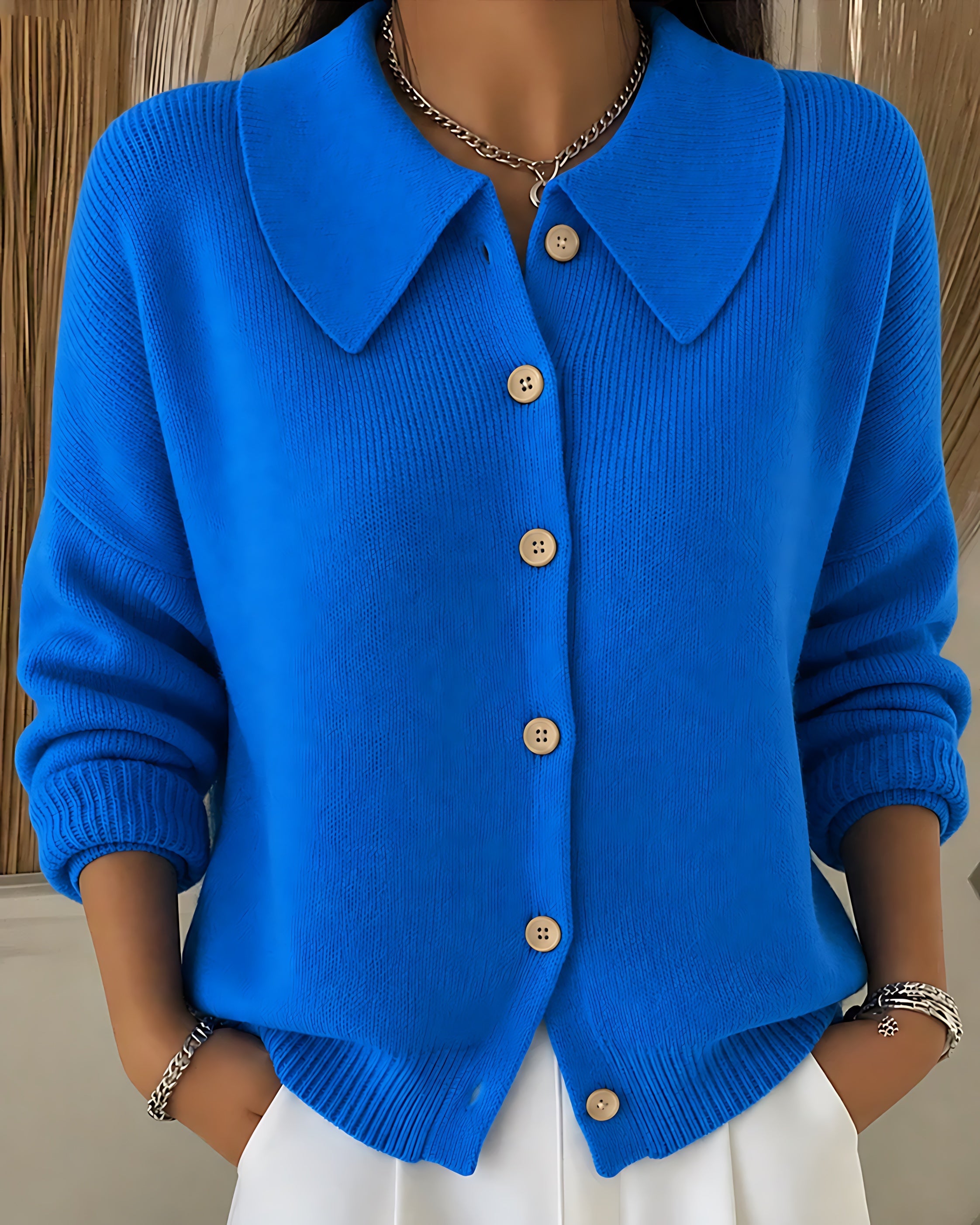 Shawl Collar Button Up Knit Cardigan for women