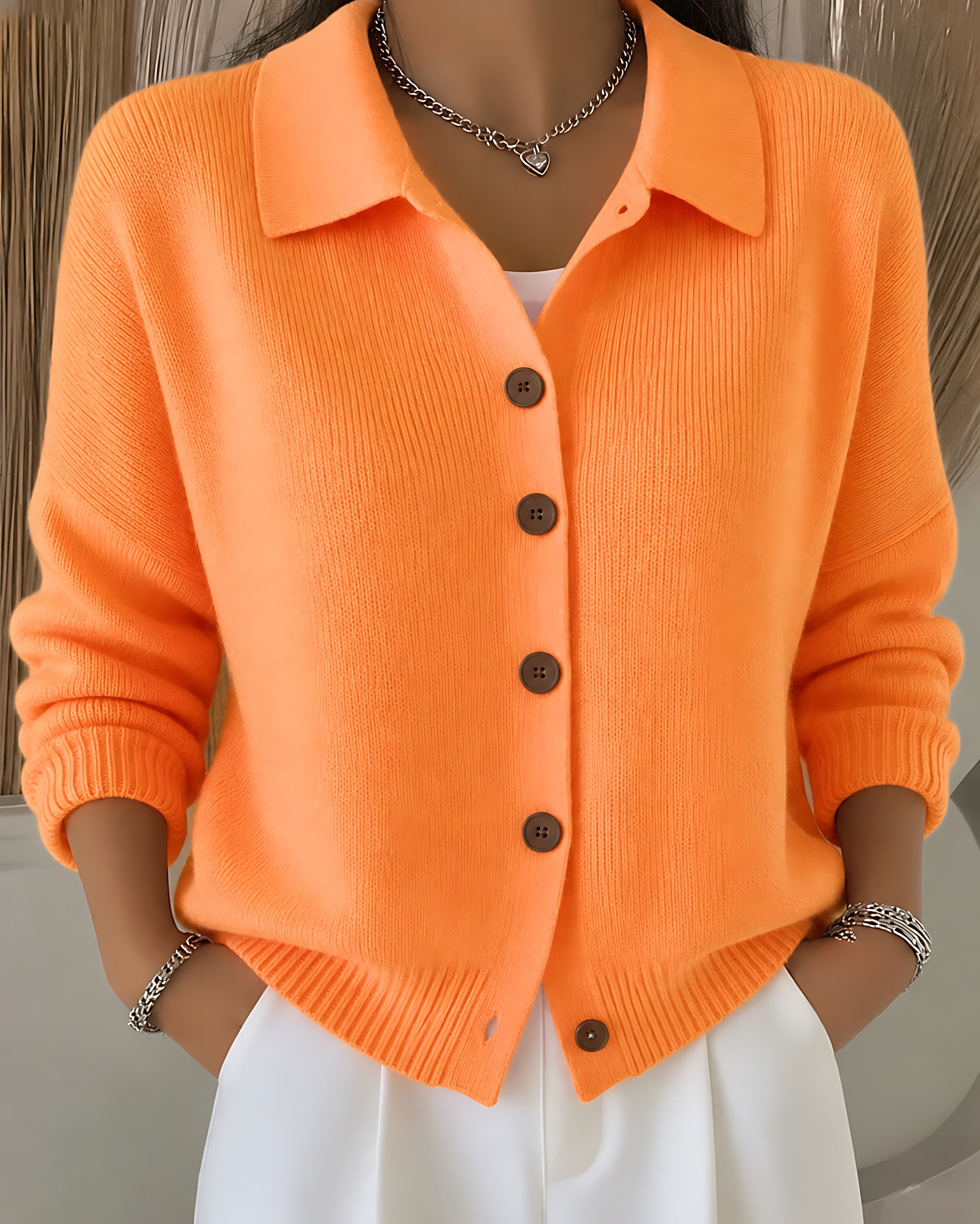 Shawl Collar Button Up Knit Cardigan for women, view 6