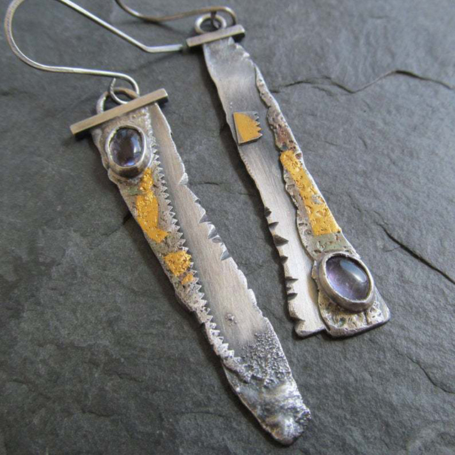 Vintage Natural Stone Zaag Earrings