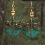 Vintage Dragonfly Gold Earrings