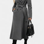 Thea belted checked longline coat