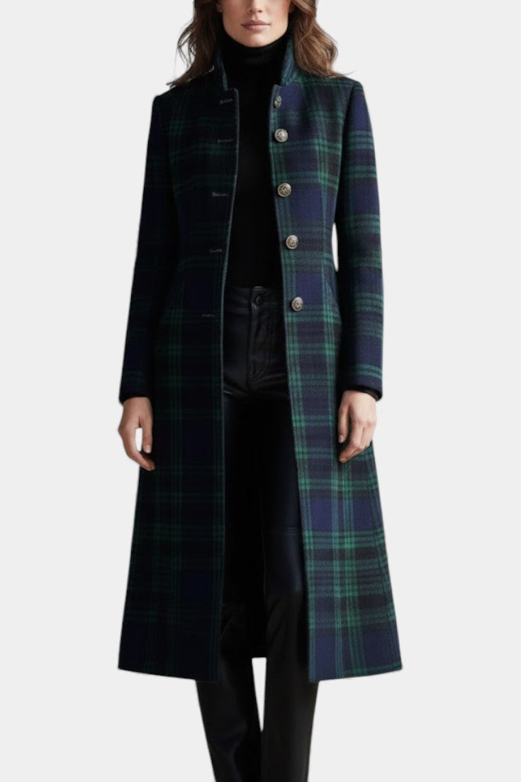 Alexandra tailored check midi coat