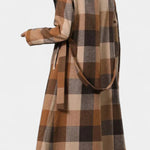 Thea belted checked longline coat