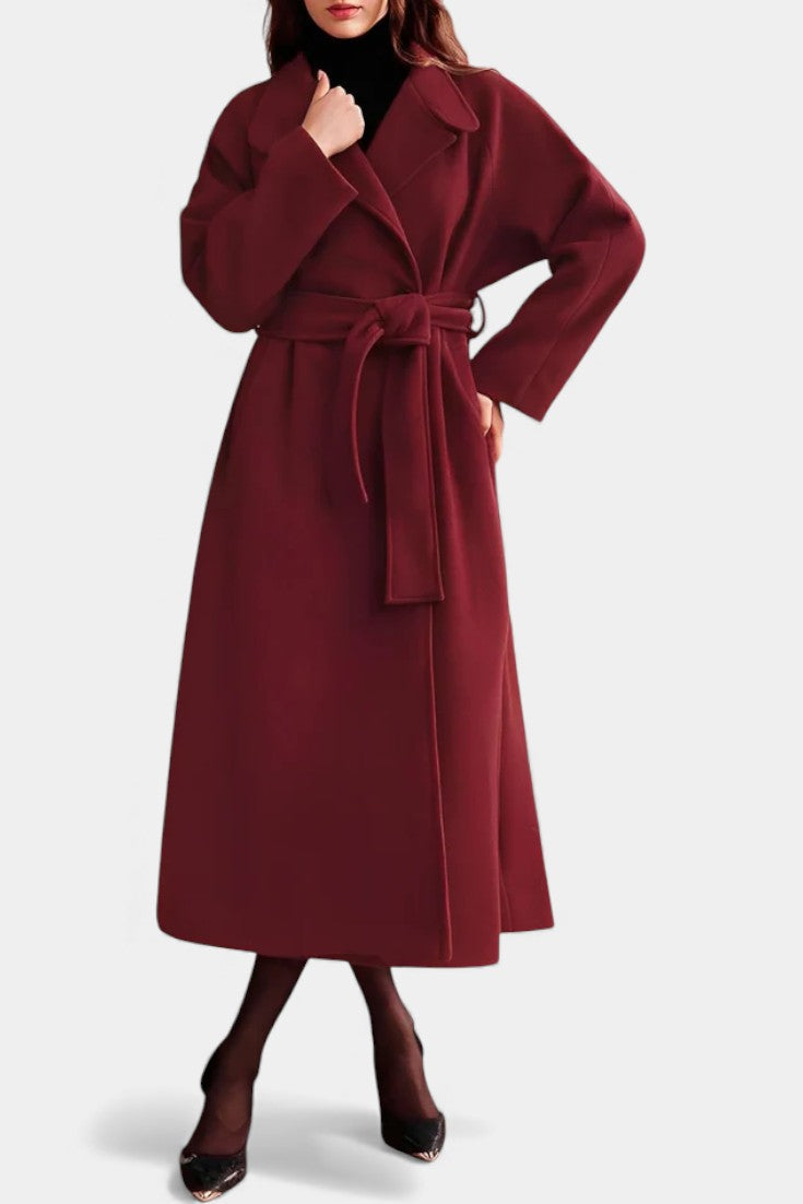 Katherine belted long wrap coat