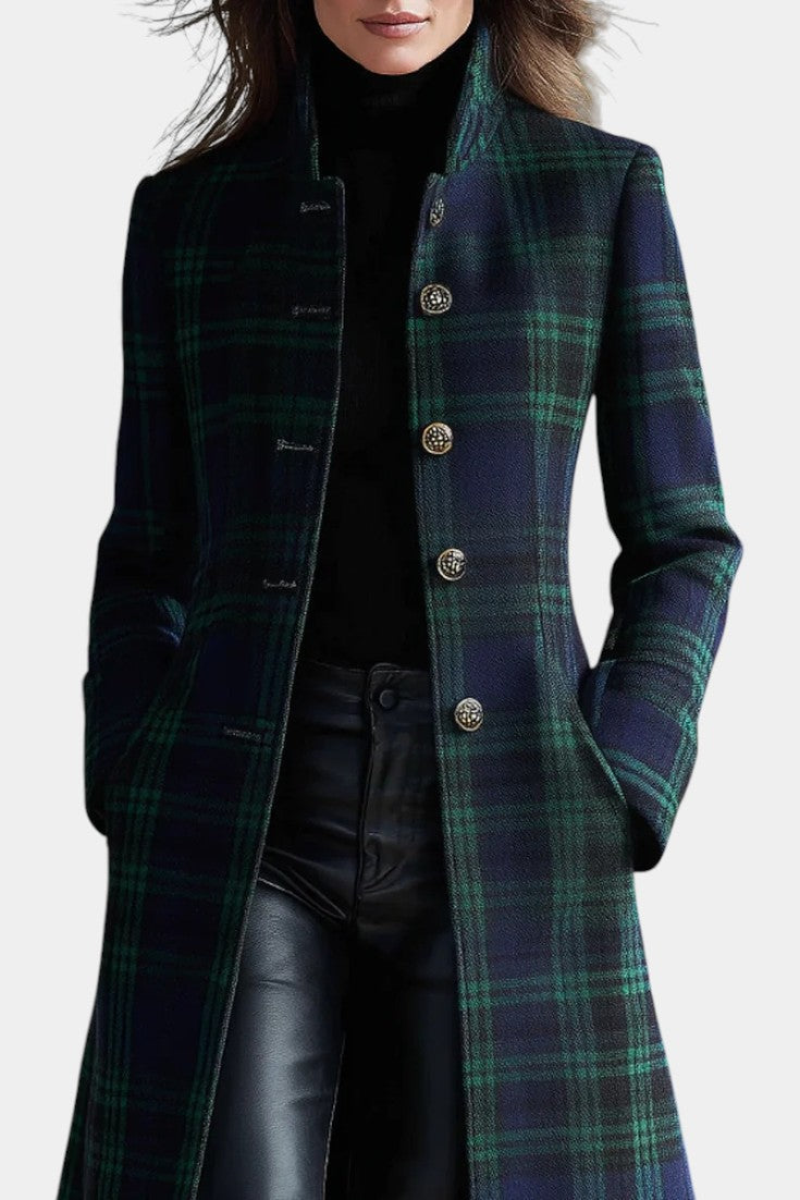 Alexandra tailored check midi coat
