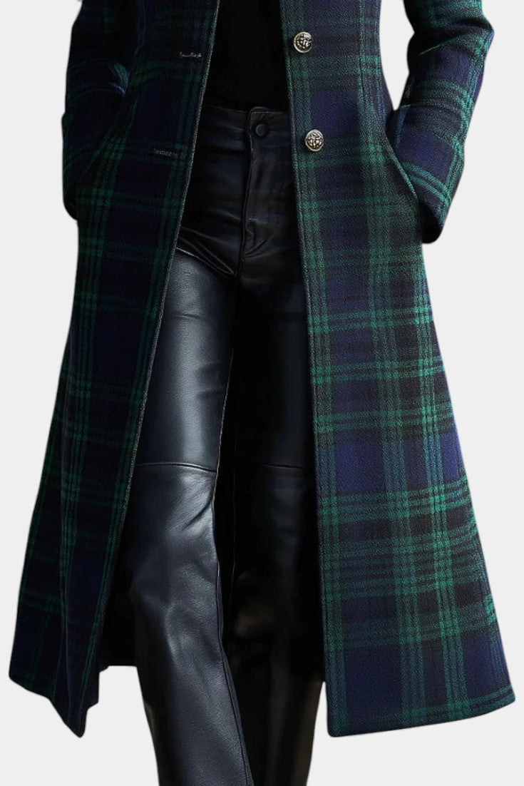 Alexandra tailored check midi coat