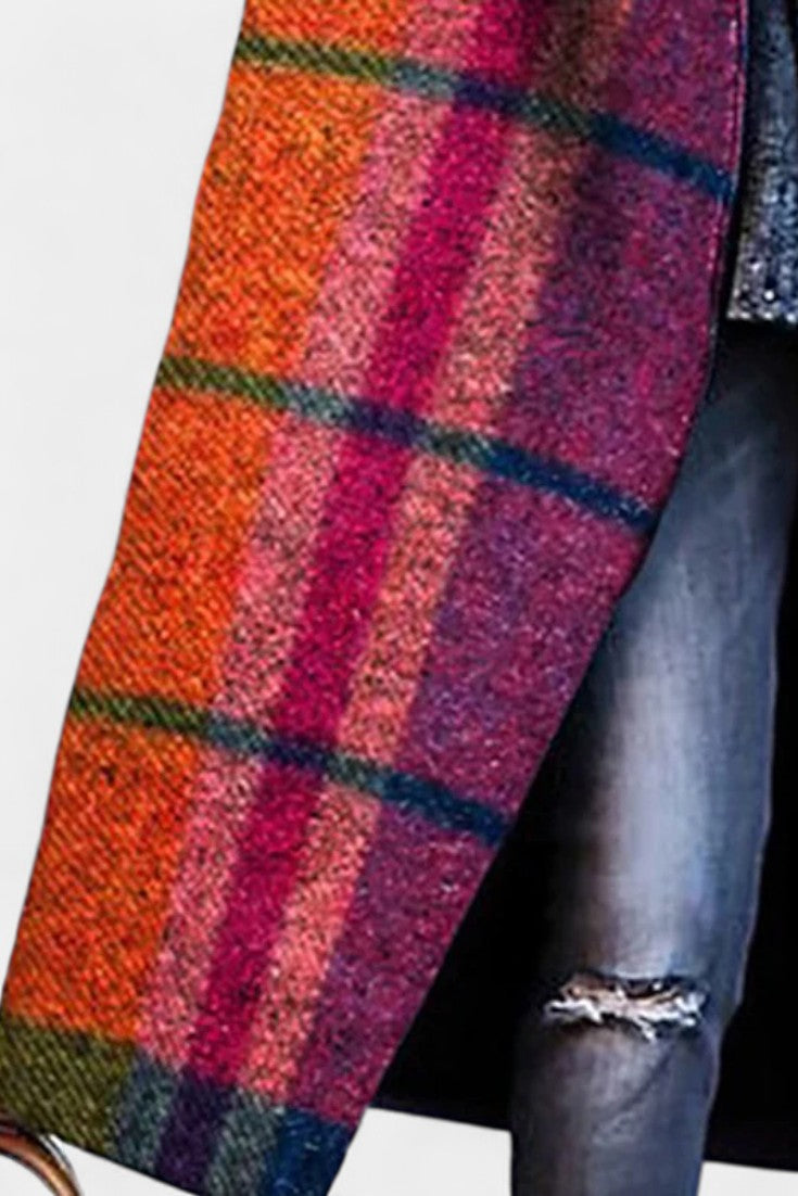 Isobel notched collar checked coat