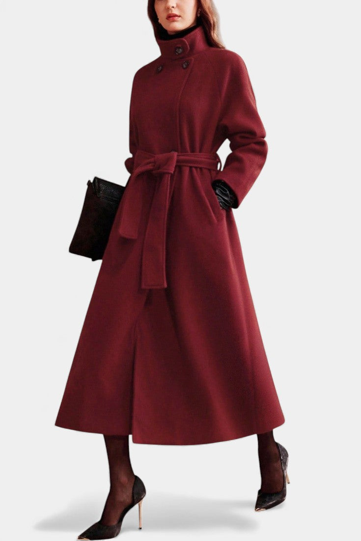Katherine belted long wrap coat