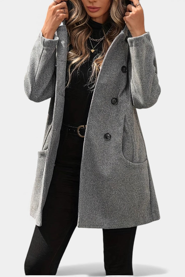 Frances double-breasted hooded coat