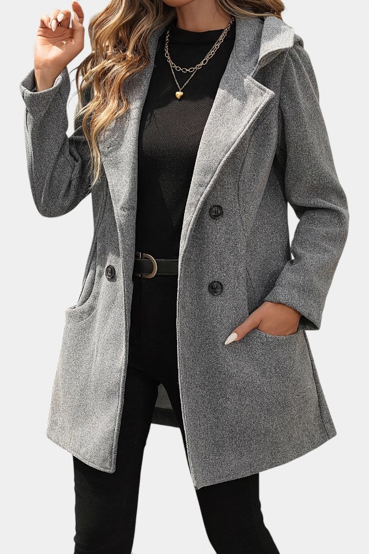 Frances double-breasted hooded coat