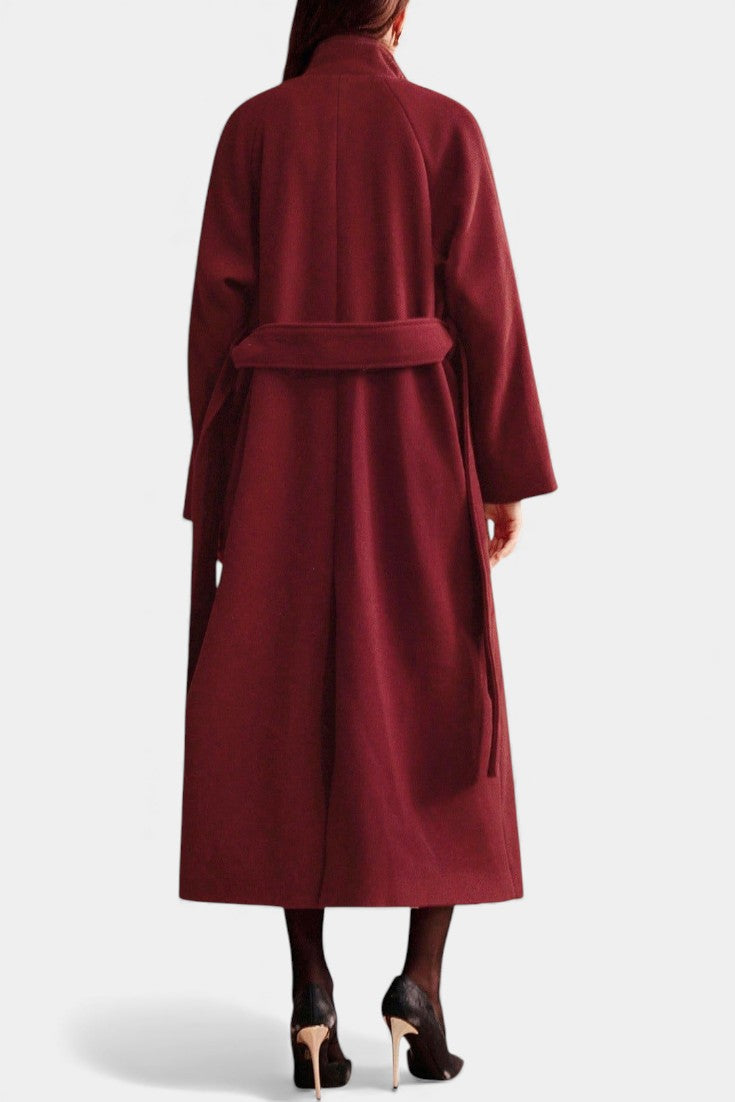 Katherine belted long wrap coat