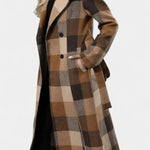 Thea belted checked longline coat