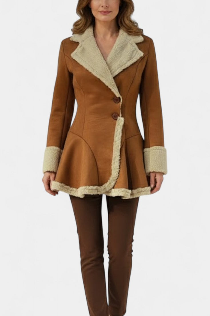 Grace fitted flared button coat