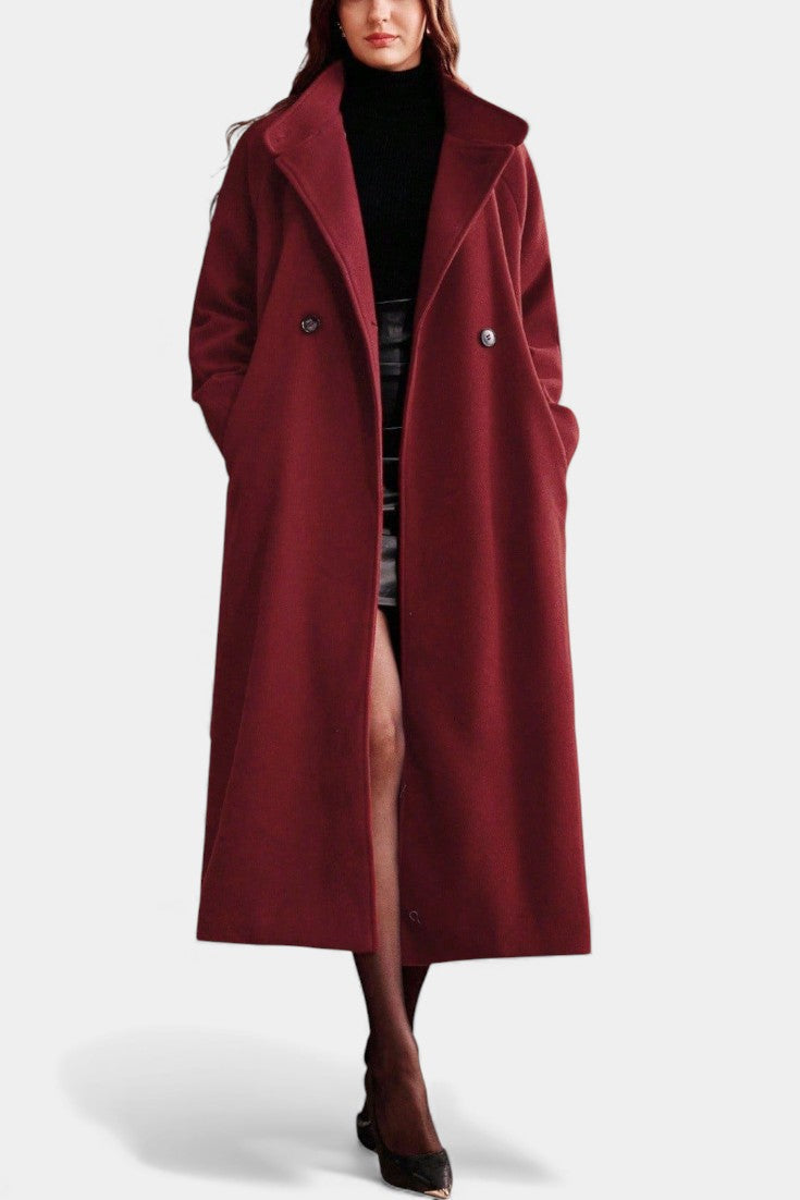 Katherine belted long wrap coat