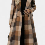 Thea belted checked longline coat