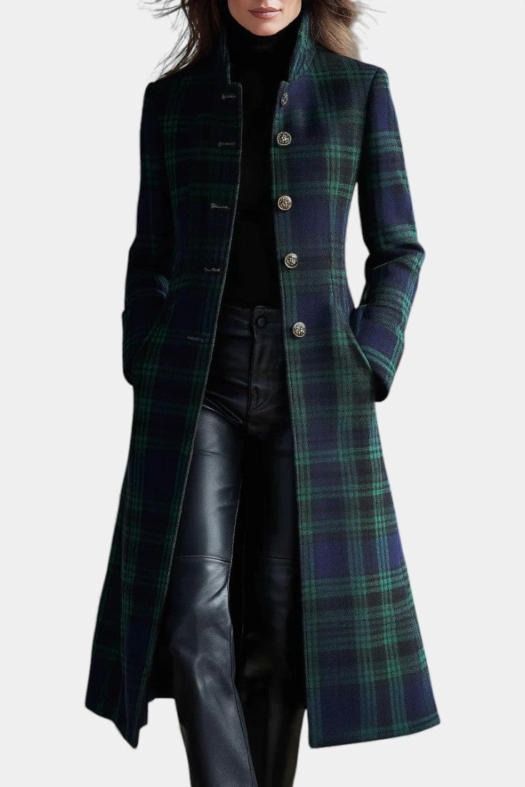 Alexandra tailored check midi coat