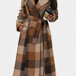 Thea belted checked longline coat