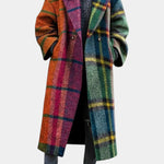 Isobel notched collar checked coat