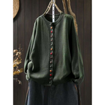 Contrast Button Crew Neck Knit Cardigan for women, view 20