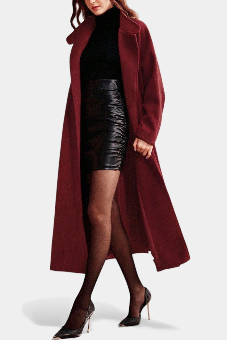 Katherine belted long wrap coat