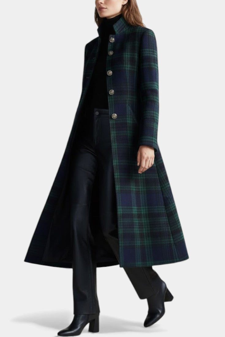 Alexandra tailored check midi coat