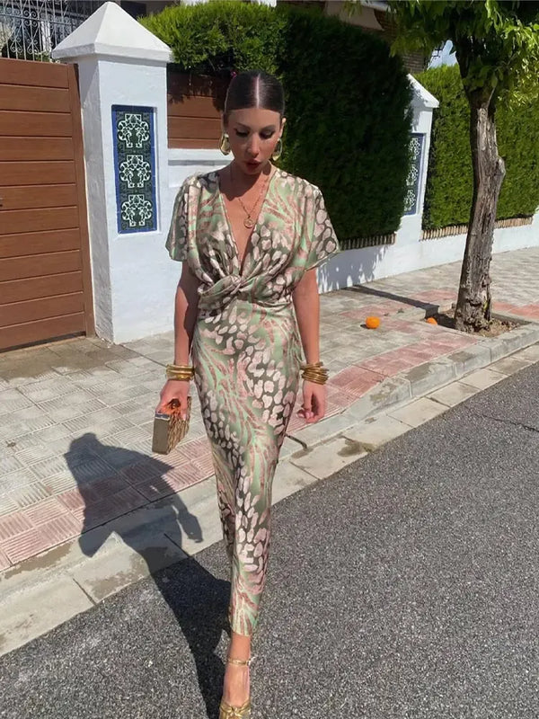 Jessica copper-tone printed midi dress