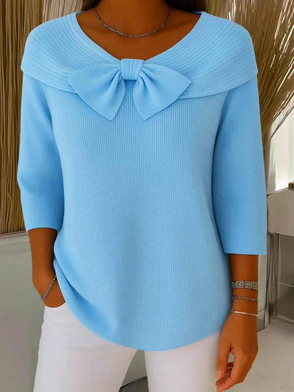 Teresa women's bow-neck ribbed jumper