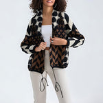 Geometric Print Open Front Knit Cardigan for women, view 9