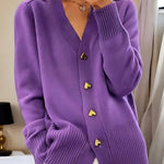 Ribbed Chunky Knit Button Up Cardigan for women, view 3