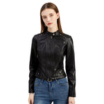Cropped Studded Faux Leather Jacket for women, view 3