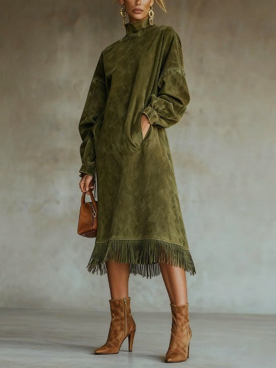 Aurora | Suede-Feel Fringe Dress