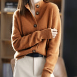 Collared Button Up Knit Cardigan for women